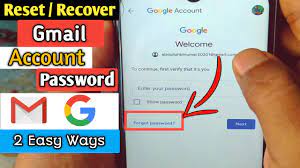 reset or recover gmail account pword
