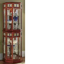 Mirrored back edges add visual depth. Stained Glass Lighted Curio Cabinet Montgomery Ward