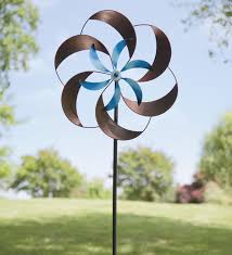 two tone pinwheel metal garden spinner