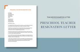 pre teacher resignation letter in