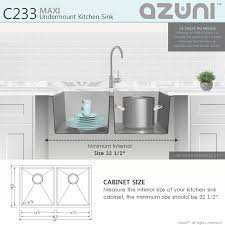 Start by measuring the cabinet size under your existing sink or where the new sink will go. Azuni 32 X 18 W Double Basin Undermount Kitchen Sink With Grids And Basket Strainers Walmart Canada