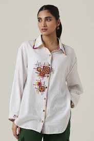 white gulzaar khadi long shirt by