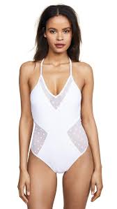 Ella Moss White Sheer Dot One Piece Bathing Suit Size 12 L 62 Off Retail
