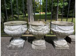 Matching Vintage Cement Garden Urns