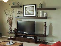 floating shelves around flat screen tv