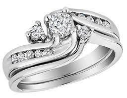 Diamond Interlocking Engagement Ring And Wedding Band Set 1 2 Carat
