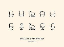 Sofa And Chair Icon Set Chairs Logo