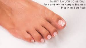 pink and white acrylic toenails plus