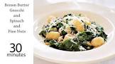brown butter gnocchi with spinach and pine nuts