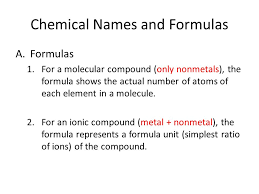 Chemical Names And Formulas A Formulas 1 For A Molecular Compound