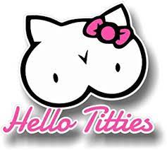 HELLO TITIES Vinyl Decal FULL COLOR Titty Kitty JDM I Love Boobies Car  Window Sticker : Amazon.ca: Automotive