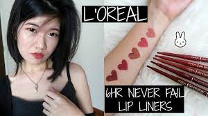 swatches of l oreal infallible never