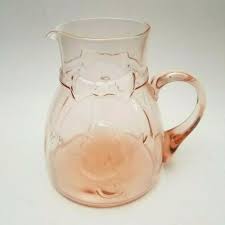 Vintage Italy Pink Glass Pitcher Cat