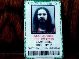 tim lambesis prison inmate id card for
