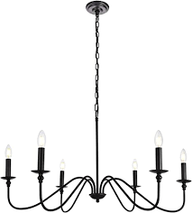 Elegant Lighting Rohan Collection 6 Light Chandelier In Matte Black Finish 36 D X 19 H Amazon Com