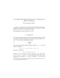 On A Diophantine Equation Related To A