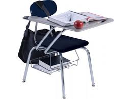 Hard Series Tablet Arm Desk Woodstone Top 19 Seat Height Plastic Academia