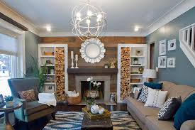 Blue Living Room With Wood Accent Wall