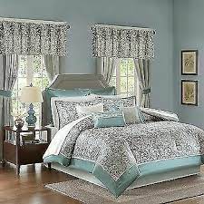 24pc teal blue grey paisley comforter