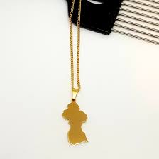 guyana country chain pendant gold