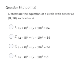 Determine The Equation Of A Circle With