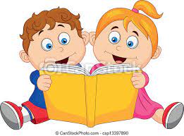 Czytanie, dzieci, książka. Książka, ilustracja, czytanie, wektor, dzieci. |  CanStock