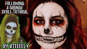 grunge skull halloween makeup tutorial