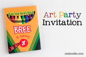 Art Birthday Party Invite Makoodle