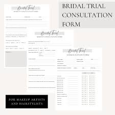 bridal trial consultation form for