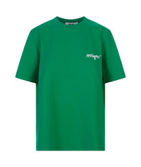 Green T-shirt With Contrast Embroidered Logo