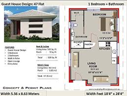 Welcome to the plan collection blog. Small House Plan Guest House Design Living Area 509 Sq Feet Or 47 35 M2 1 Bed