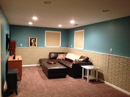 finished basement with painted brick