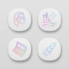makeup feminine hygiene app icons set