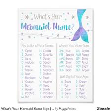 Whats Your Mermaid Name Sign 8x10 Print Zazzle Com