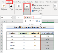a percene of another in excel