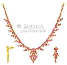 22kt indian jewelry ruby necklace set