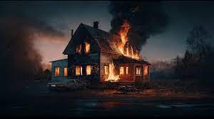 la maison qui brûle dans la nuit