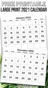 Customise and print calendar 2021 : Free Printable Large Print 2021 Calendar 12 Month Calendar Lovely Planner