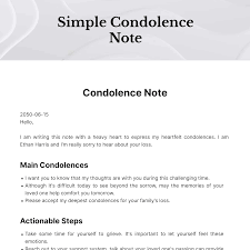 simple condolence note template edit