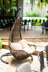 Outdoor Patio With Wicker Swing Chair