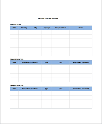 Free 6 Holiday Itinerary Templates In Word Excel Pdf Psd