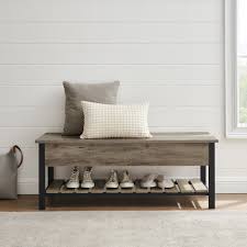 Buy top selling products like madison park shandra ll storage bench and tov furniture queen velvet storage ottoman. Manor Park Modern Farmhouse Storage Bench With Shoe Shelf Grey Wash Walmart Com Walmart Com