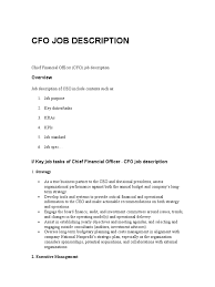 Chief financial officer (cfo) job description. Cfo Job Description Chief Financial Officer Audit