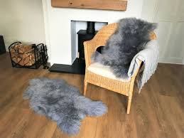 grey sheepskin rug genuine large 80 90