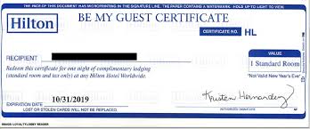 hilton be my guest certificate
