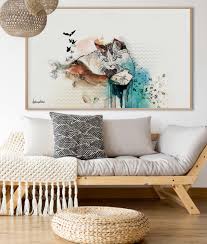cat painting extra large wall art