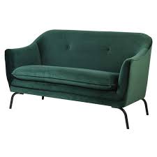 art deco green velvet 2 seater sofa