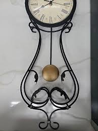 Wall Clock Wrought Iron Leaves