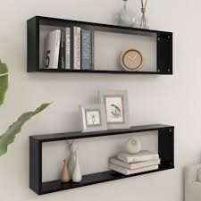 Vidaxl 2x Wall Cube Shelves Black