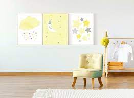 Yellow Gray Nursery Wall Art Nursery